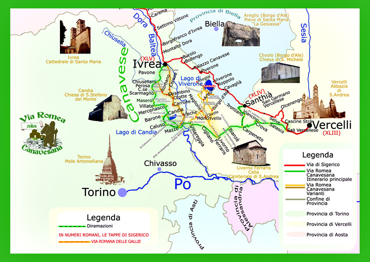 Mappa globale percorso Via Romea Canavesana